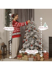 Homcom Green 5ft Artificial Snow Flocked Christmas Tree - Image 3 of 6