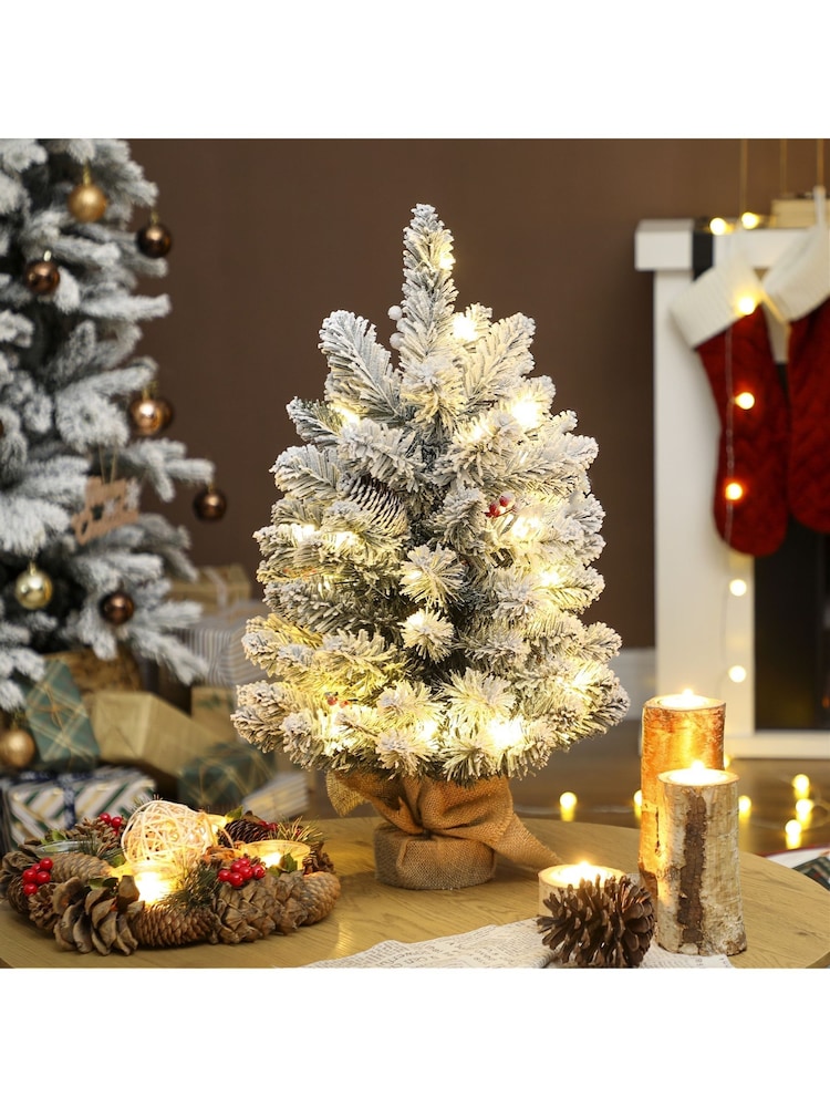 Homcom Green/White 60cm Prelit Small Christmas Tree With 35 LED Lights - Image 1 of 6 Homcom Green/White 60cm Prelit Small Christmas Tree With 35 LED Lights - Image 1 of 6