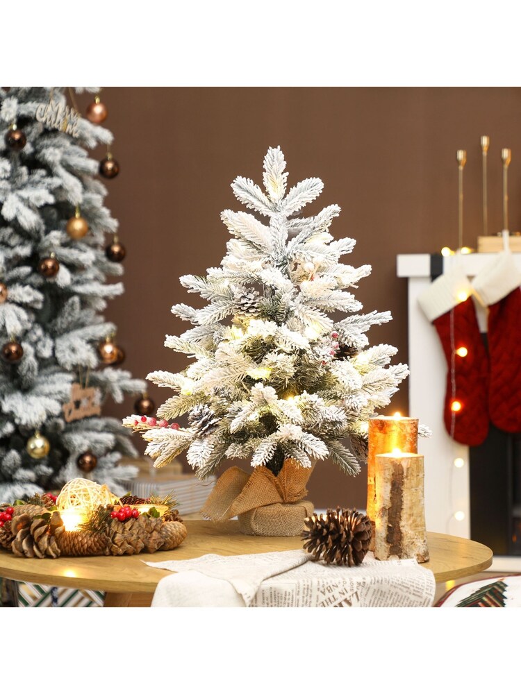 Homcom Green/White 60cm Prelit Small Christmas Tree With 35 LED Lights - Image 1 of 6 Homcom Green/White 60cm Prelit Small Christmas Tree With 35 LED Lights - Image 1 of 6