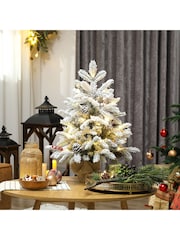 Homcom Green/White 60cm Prelit Small Christmas Tree With 35 LED Lights - Image 2 of 6