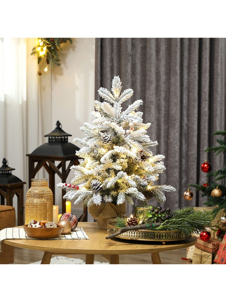 Homcom Green/White 60cm Prelit Small Christmas Tree With 35 LED Lights - Image 2 of 6 Homcom Green/White 60cm Prelit Small Christmas Tree With 35 LED Lights - Image 2 of 6