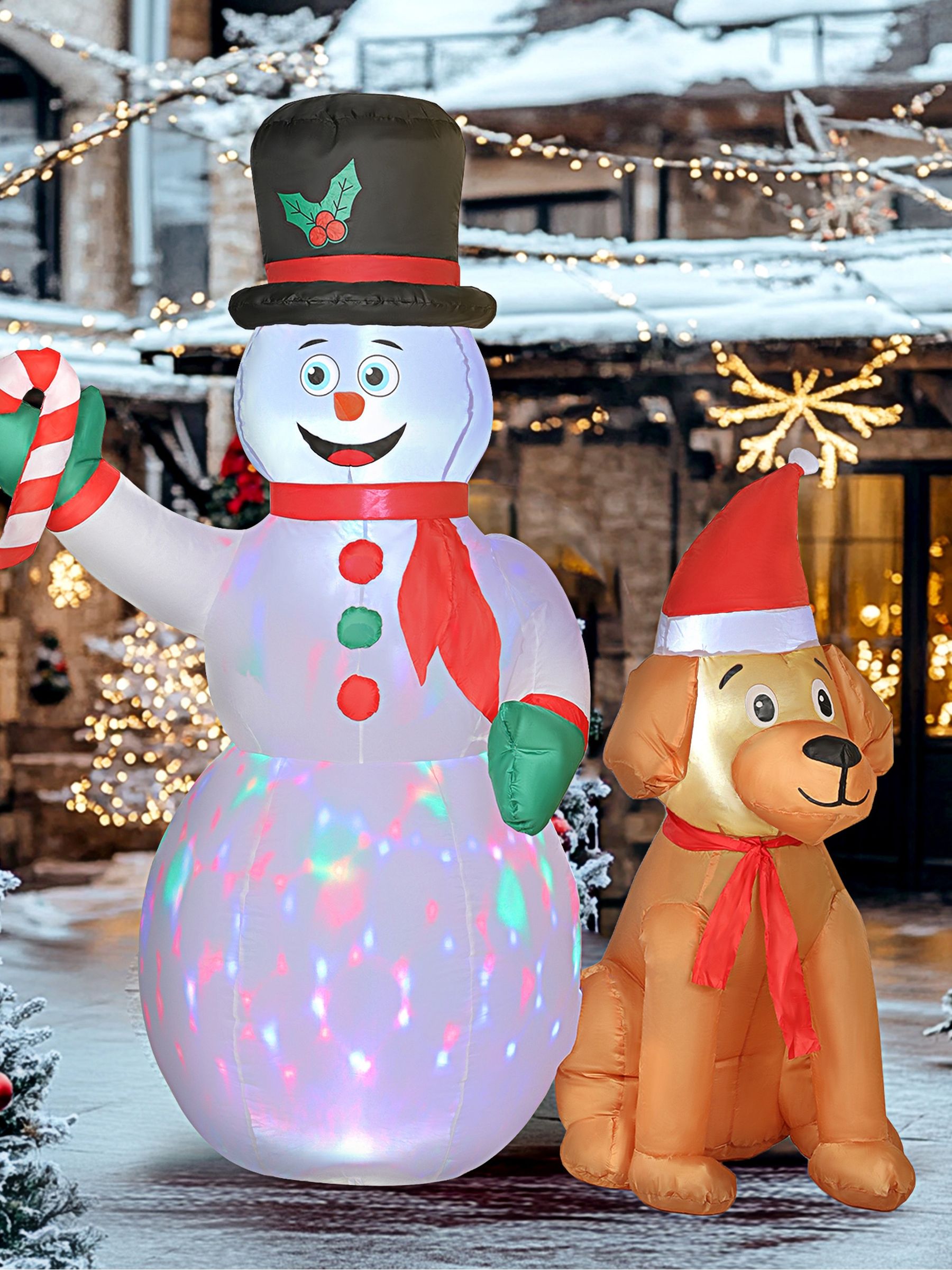 Everglow 6ft Inflatable Snowman and Dog Christmas Halloween Decoration with LED Lights - Image 6