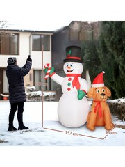 Outsunny White 6FT Christmas Inflatables Snowman & Dog with LED - Image 3 of 6