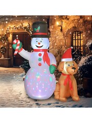 Outsunny White 6FT Christmas Inflatables Snowman & Dog with LED - Image 4 of 6