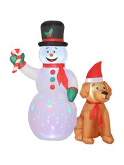 Outsunny White 6FT Christmas Inflatables Snowman & Dog with LED - Image 5 of 6