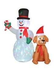 Outsunny White 6FT Christmas Inflatables Snowman & Dog with LED - Image 6 of 6