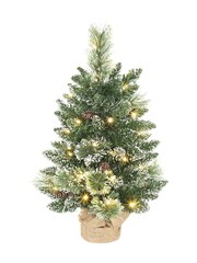 Homcom Green/White 60 cm Prelit Snow Flocked Tabletop Mini Christmas Tree - Image 5 of 6