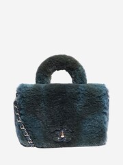 Sign of the Times Blue And Green Chanel 2017 Fur Top Handle Bag - Image 1 of 8