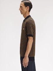 Fred Perry Black Geometric Knitted Shirt - Image 2 of 5