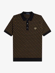 Fred Perry Black Geometric Knitted Shirt - Image 4 of 5