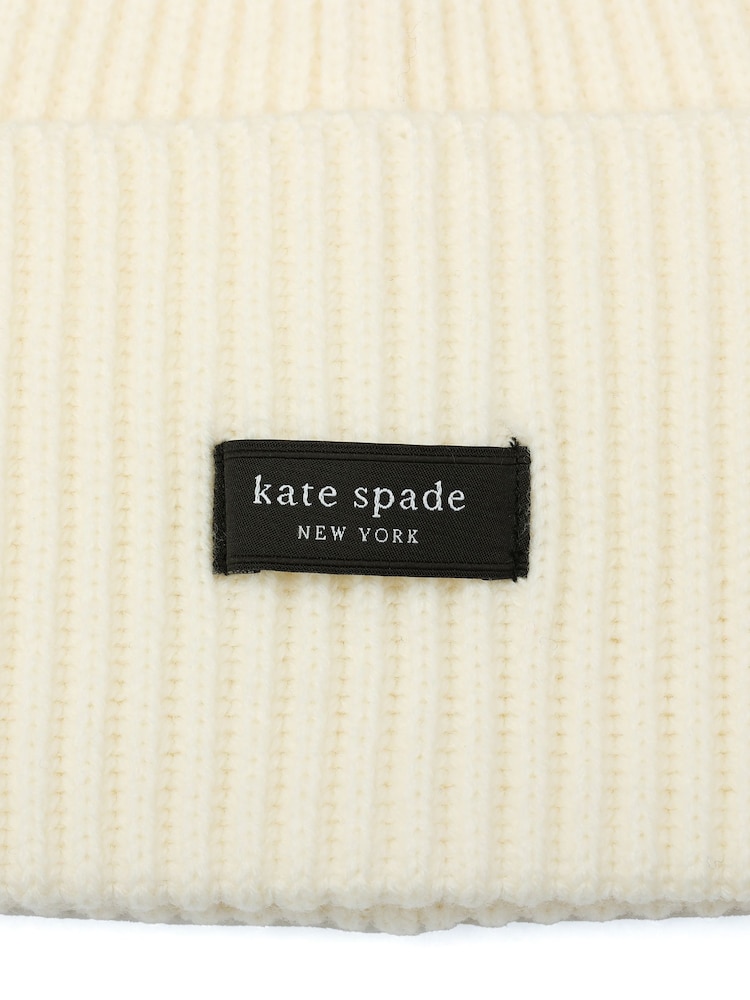 kate spade new york Cream Sam Label Beanie - Image 4 of 4 kate spade new york Cream Sam Label Beanie - Image 4 of 4