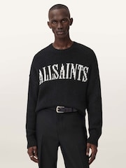 AllSaints Black Stokes Crew Jumper - Image 1 of 8