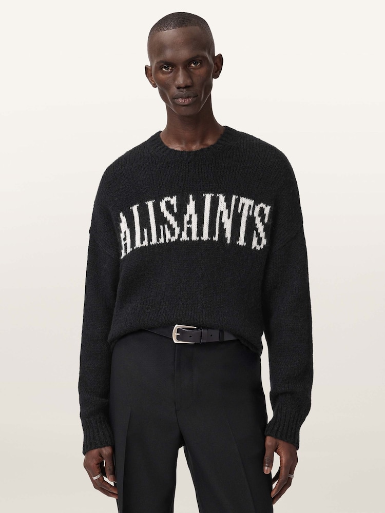 AllSaints Black Stokes Crew Jumper - Image 1 of 8