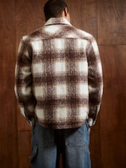 River Island Brown Hairy Check Zip Overshirt - Image 2 of 4