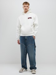 River Island Cream Oversized NYC Applique Hoodie - Image 3 of 4