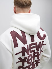 River Island Cream Oversized NYC Applique Hoodie - Image 4 of 4