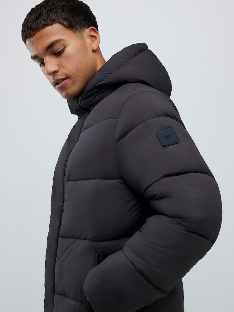River Island Black Mid Length Tech Padded Puffer Jacket - Image 4 of 4