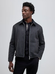 River Island Black Check PU Collared Jacket - Image 1 of 4