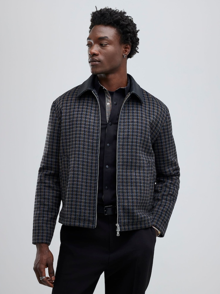 River Island Check PU Collared Jacket - صورة 1 من 4 River Island Check PU Collared Jacket - صورة 1 من 4