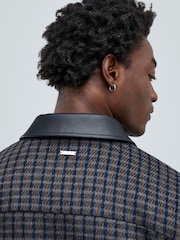 River Island Black Check PU Collared Jacket - Image 3 of 4