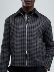 River Island Black Check PU Collared Jacket - Image 4 of 4