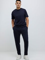 River Island Blue Slim Fit Interlock Joggers - Image 1 of 4