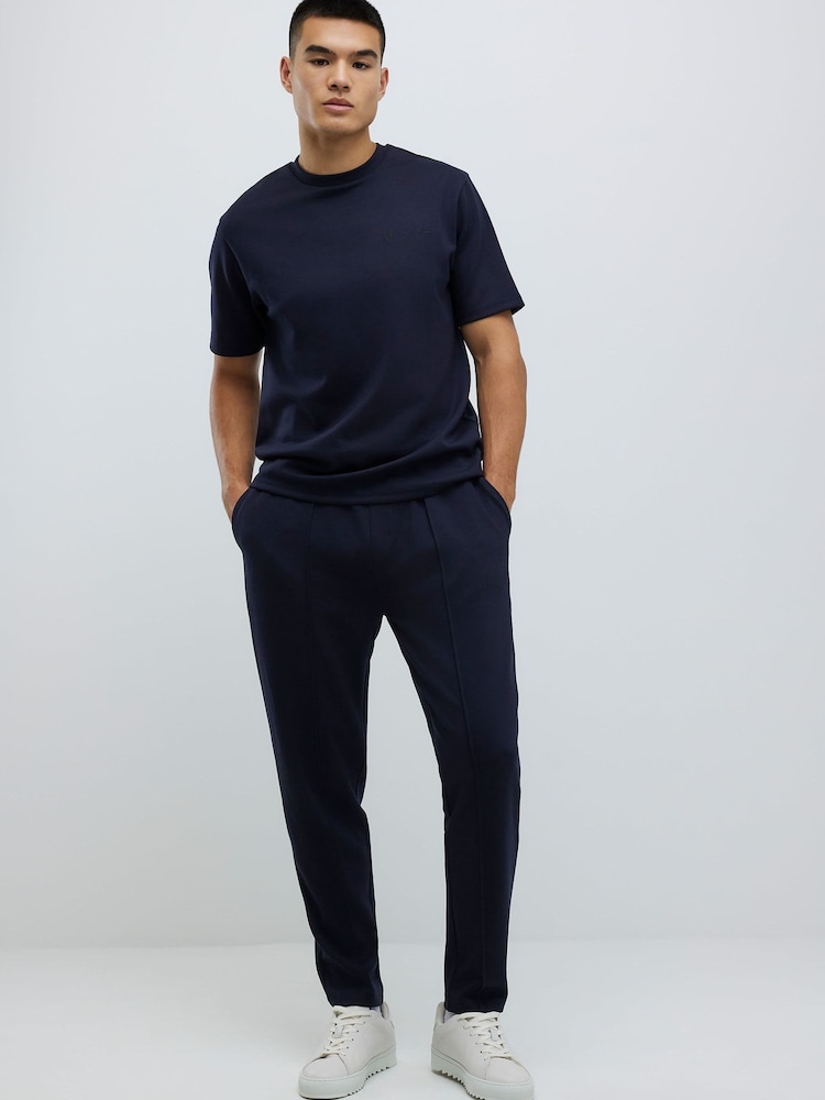 River Island Blue Slim Fit Interlock Joggers - Image 1 of 4