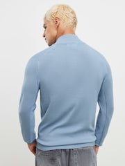 River Island Blue Quarter Zip Jumper - Image 3 of 6