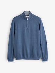 River Island Blue Quarter Zip Jumper - Image 5 of 6