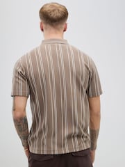 River Island Natural Slim Stripe Ottoman Polo Shirt - Image 2 of 4