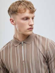 River Island Natural Slim Stripe Ottoman Polo Shirt - Image 4 of 4