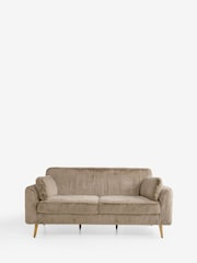 Oslo Faux Fur Mink Brown Soft Linen Look Mila 3 Seater Small Sofa - Image 3 of 9