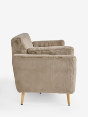 Oslo Faux Fur Mink Brown Soft Linen Look Mila 3 Seater Small Sofa - Image 5 of 9