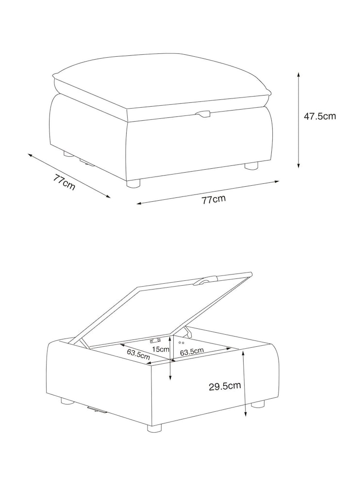 Oslo Faux Fur Light Natural Crosby Modular Footstool With Storage - Image 11 of 11