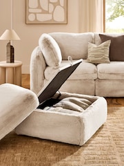 Oslo Faux Fur Light Natural Crosby Modular Footstool With Storage - Image 2 of 11