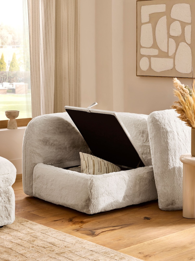 Oslo Faux Fur Light Natural Crosby Modular Sofa Corner Piece With Storage - Image 2 of 12