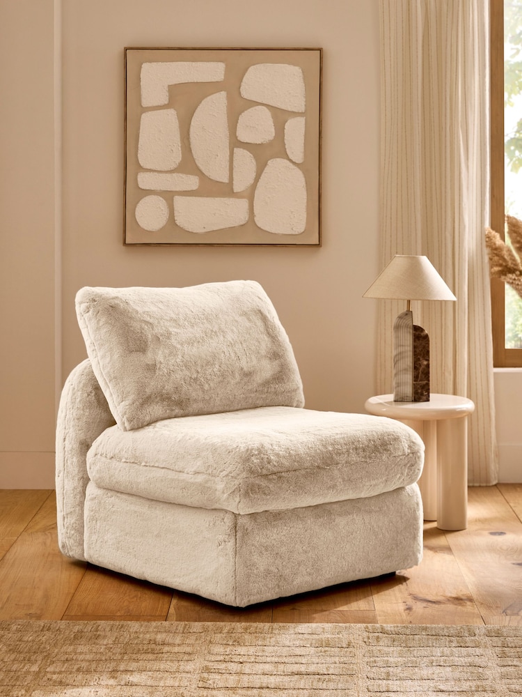 Oslo Faux Fur Light Natural Crosby Modular Sofa Centre Piece With Storage - Image 1 of 11