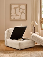 Oslo Faux Fur Light Natural Crosby Modular Sofa Centre Piece With Storage - Image 2 of 11