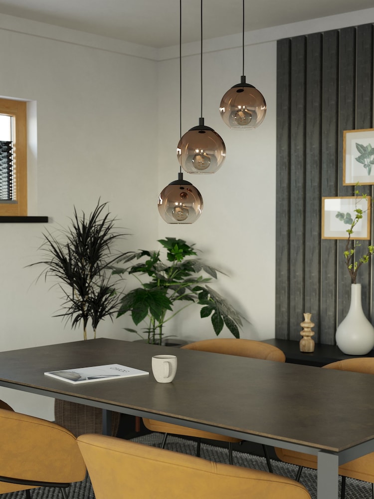 Eglo Black Ariscani 1 Ombre Effect Glass 3 Light Pendant Ceiling Light - Image 2 of 6 Eglo Black Ariscani 1 Ombre Effect Glass 3 Light Pendant Ceiling Light - Image 2 of 6