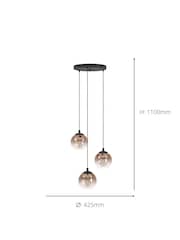 Eglo Black Ariscani 1 Ombre Effect Glass 3 Light Pendant Ceiling Light - Image 4 of 6