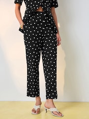 Black/White Polka Dot Cropped Slim Leg Trousers - Image 3 of 8