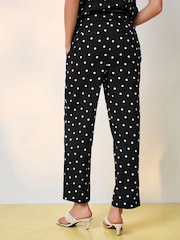 Black/White Polka Dot Cropped Slim Leg Trousers - Image 4 of 8