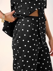 Black/White Polka Dot Cropped Slim Leg Trousers - Image 5 of 8