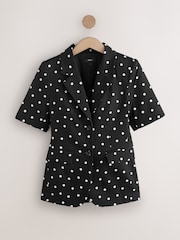 Black/White Polka Dot Short Sleeve Jacket - Image 10 of 12