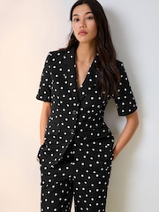Black/White Polka Dot Short Sleeve Jacket - Image 4 of 12