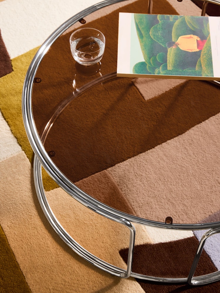 MADE.COM Chrome Piper Amber Glass Coffee Table - Image 2 of 6 MADE.COM Chrome Piper Amber Glass Coffee Table - Image 2 of 6