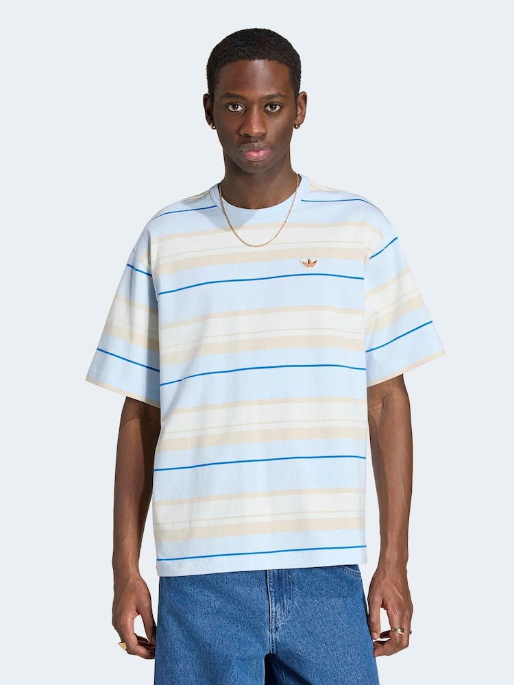 adidas Originals Blue Stripe T Shirt - Image 1 of 6 adidas Originals Blue Stripe T Shirt - Image 1 of 6