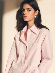 BHOEM Pink Regular Fit Stripes Poplin Shirt - Image 4 of 5