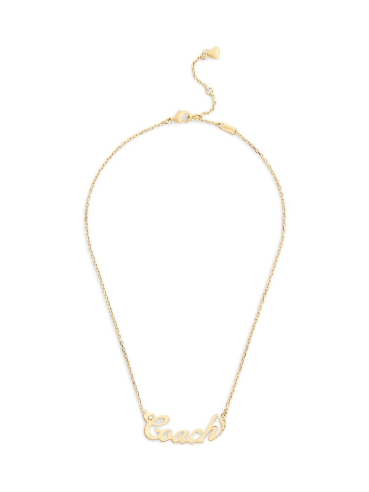COACH Gold Tone Signature  Name Plate Pendant Necklace - Image 1 of 3