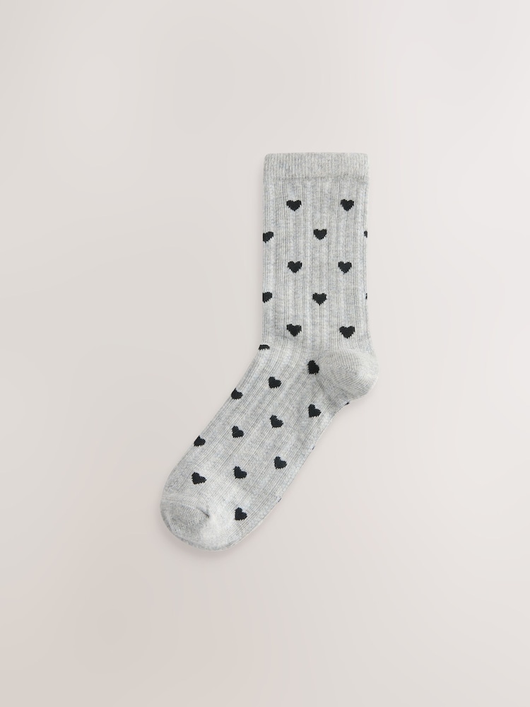 Monochrome Textured Heart Pattern Ankle Socks 4 Pack - Image 2 of 7